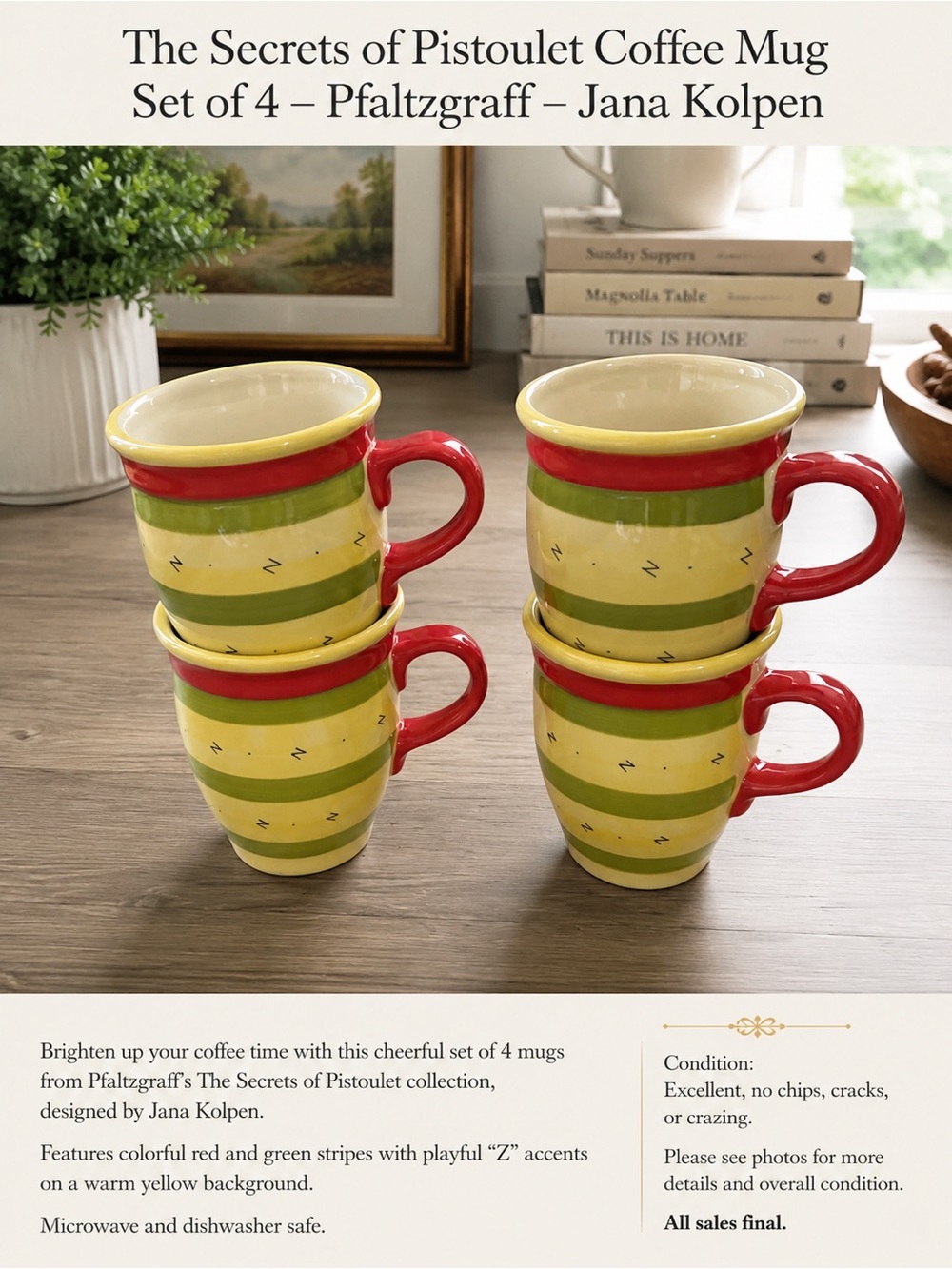 ☕ The Secrets of Pistoulet Coffee Mug Set of 4 – Pfaltzgraff – Jana Kolpen